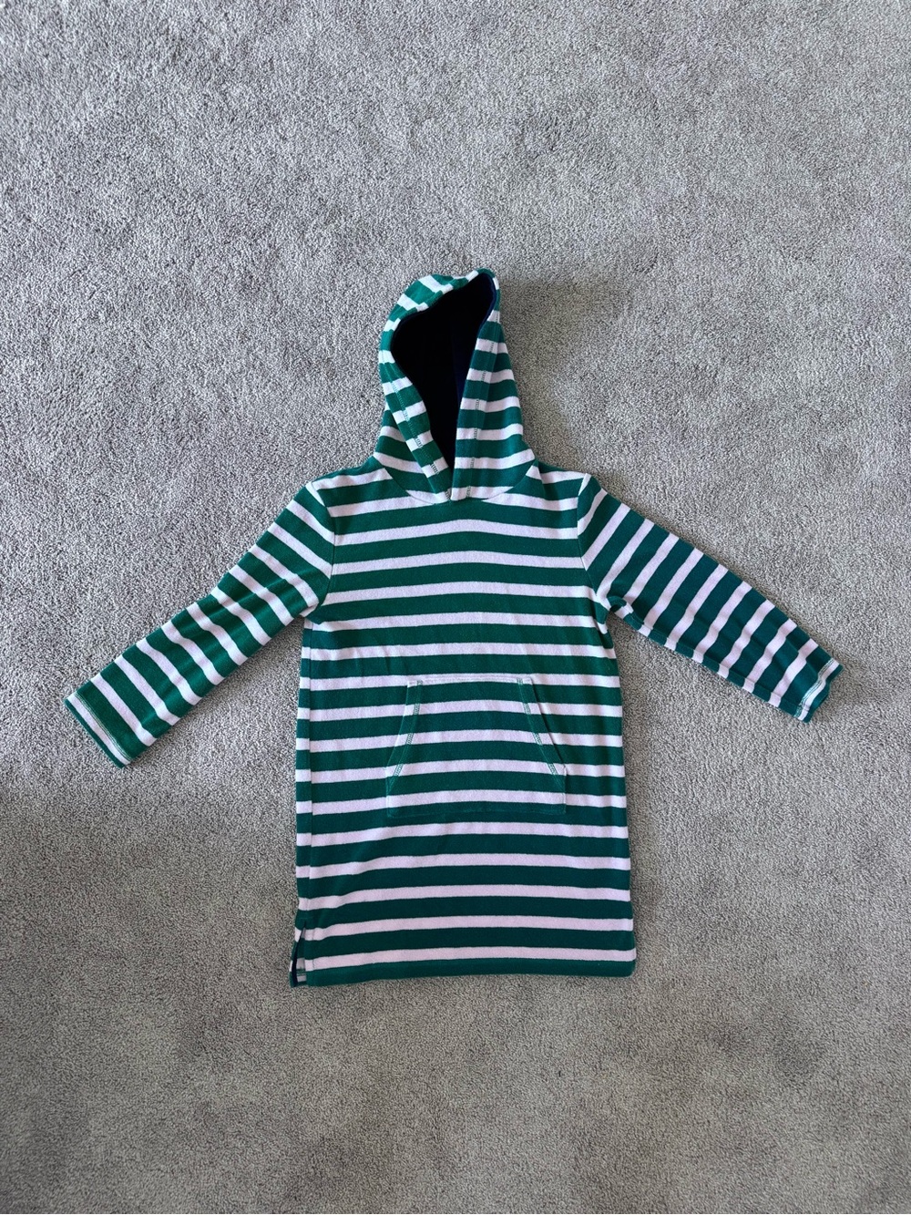 Mini Boden Green & Pink Striped Hooded Coverup Dress